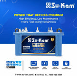 Su-Kam 48 Months Warranty Tubular Inverter Battery (140 Ah, Power Grand 140048 With Shark 875)