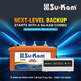 Su-Kam 48 Months Warranty Tubular Inverter Battery (180 Ah, Super Jumboz ST180048 With Falcon+1500(LCD&Copper Transformer))